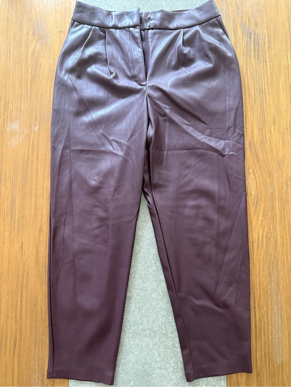 Express Faux Leather Trousers - Deep Burgundy